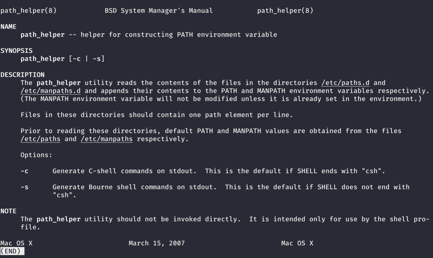 how is default path set in bash for mac os x
